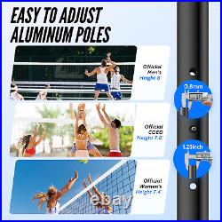 Professional Portable Volleyball Net Set Adjustable Height Poles Outdoor Beach