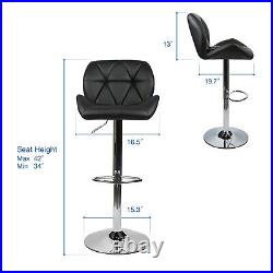 Set Of 2 Adjustable Bar Stools Counter Height Dining Chair PU Swivel Footrest