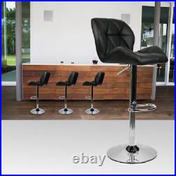 Set Of 2 Adjustable Bar Stools Counter Height Dining Chair PU Swivel Footrest