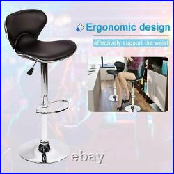 Set Of 2 Adjustable Height PU Leather Swivel Bar Stools With Base Counter Stools