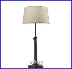 Set Of 2 Black Metal Adjustable Height Table Lamp