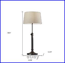 Set Of 2 Black Metal Adjustable Height Table Lamp