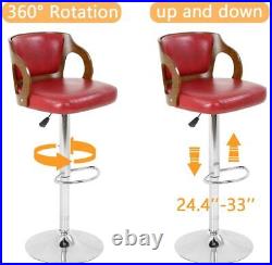 Set Of 2 High Counter Bar Stools Adjustable Height Kitchen Swivel Coffee Chairs
