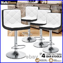 Set Of 4 Mixed Color Bar Stools Adjustable Height Swivel Dining Chair withBackrest
