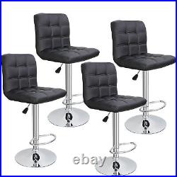 Set of 2/4 Bar Stools Adjustable Height Dining Swivel Pub Counter Chair Black