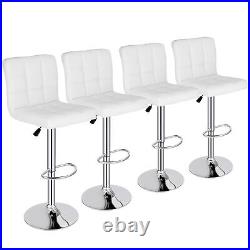 Set of 2/4 Bar Stools Adjustable Height Dining Swivel Pub Counter Chair White