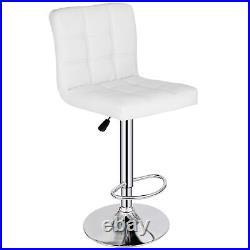 Set of 2/4 Bar Stools Adjustable Height Dining Swivel Pub Counter Chair White