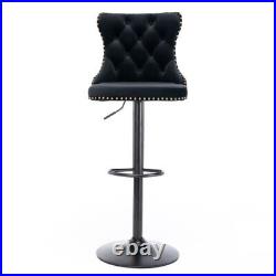 Set of 2/4 Velvet Swivel Bar Stools 25-33 Height Adjustable Counter Pub Chairs