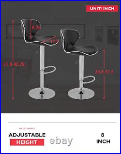 Set of 2 Adjustable Bar Stools Height Ajustable Swivel Barstools Chairs with Bac