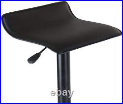 Set of 2 Adjustable Height Bar Counter Stool Swivel Seat Backless Air Lift Black