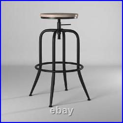 Set of 2 Adjustable Height Swivel Wood Style round Bar Stool, Counter, Walnut