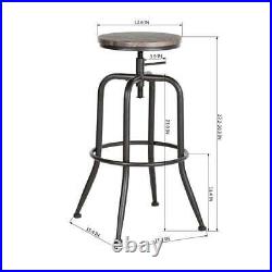 Set of 2 Adjustable Height Swivel Wood Style round Bar Stool, Counter, Walnut