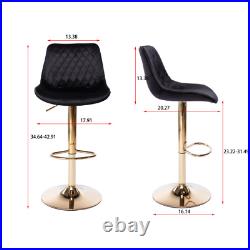 Set of 2 Adjustable Modern Swivel Bar Stools Dining Chair Counter Height Black