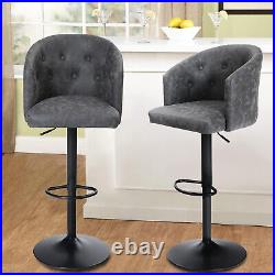 Set of 2 Adjustable Modern Swivel Bar Stools Dining Chair Counter Height Gray