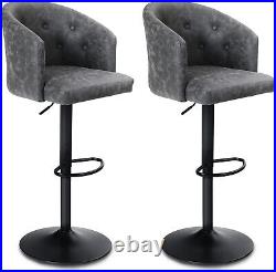 Set of 2 Adjustable Modern Swivel Bar Stools Dining Chair Counter Height Gray