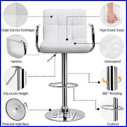 Set of 2 Adjustable Modern Swivel Bar Stools Dining Chair Counter Height White