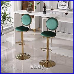 Set of 2 Bar Stools Adjustable Counter Height Bar Stools Dining Chair Green