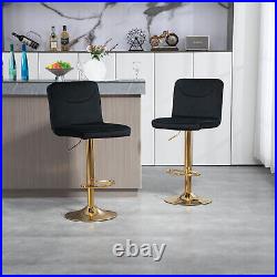 Set of 2 Bar Stools Adjustable Counter Height Kitchen Dining Chairs Black New