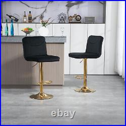 Set of 2 Bar Stools Adjustable Counter Height Kitchen Dining Chairs Black New