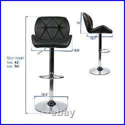 Set of 2 Bar Stools Adjustable Counter Height Swivel Chairs Footrest Kitchen Pub