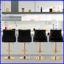 Set of 2 Bar Stools Adjustable Height Kitchen Pub Chairs Swivel Breakfast Chair