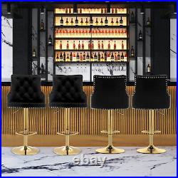 Set of 2 Bar Stools Adjustable Height Kitchen Pub Chairs Swivel Breakfast Chair
