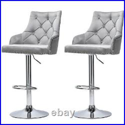 Set of 2 Bar Stools Adjustable Height Swivel Chairs Kitchen Dining Barstools US