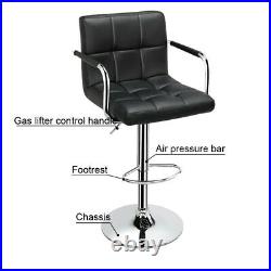 Set of 2 Bar Stools Adjustable Height Swivel Counter PU Leather Dinning Chairs