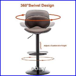 Set of 2 Bar Stools Counter Adjustable Height Swivel Modern Dinning Pub Chair