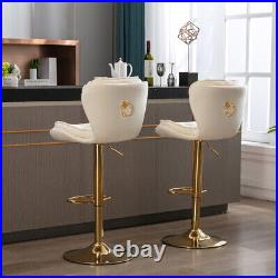 Set of 2 Bar Stools Height Adjustable Swivel Velvet Dinning Chair Restaurant