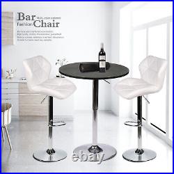 Set of 2 Bar Stools Mid Back Adjustable Height Swivel Seat Dining Chair Kitchen