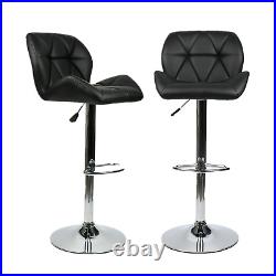 Set of 2 Bar Stools Swivel Seat PU Leather Adjustable Height Lift Bar Chairs US