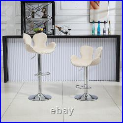 Set of 2 Bar Stools Velvet Adjustable Height Counter Swivel Dining Bar Chair