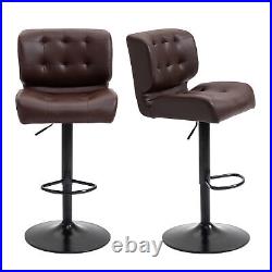 Set of 2 Button Tufted Barstools with Adjustable Height and Footrest