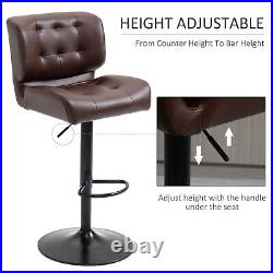 Set of 2 Button Tufted Barstools with Adjustable Height and Footrest