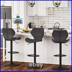 Set of 2 Counter Height Leather Bar Stools Adjustable Swivel Pub Dining Chairs
