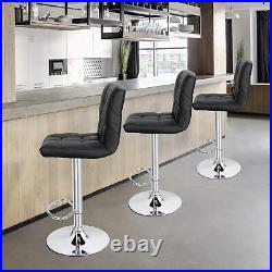 Set of 2 Heavy duty bar stools leather counter height Swivel adjustable Height