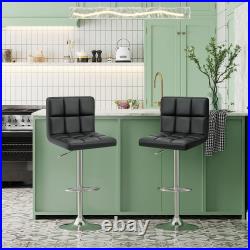 Set of 2 Heavy duty bar stools leather counter height Swivel adjustable Height