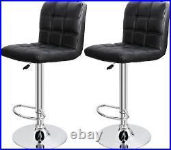 Set of 2 Heavy duty bar stools leather counter height Swivel adjustable Height