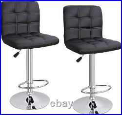 Set of 2 Heavy duty bar stools leather counter height Swivel adjustable Height