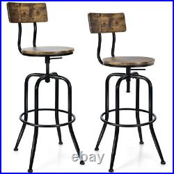 Set of 2 Industrial Bar Stool Height Adjustable Swivel Kitchen Dining Pub Chairs