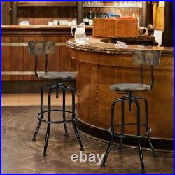 Set of 2 Industrial Bar Stool Height Adjustable Swivel Kitchen Dining Pub Chairs