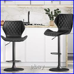 Set of 2 Leather Adjustable Height Bar Chairs Pair Swivel Bar stools Black/Brown