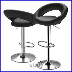 Set of 2 Leather Modern Bar Stool Adjustable Swivel Kitchen Counter Height Chair
