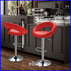 Set of 2 Leather Swivel Adjustable Bar Stool Kitchen Counter Height Dining Chair