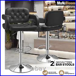 Set of 2 Leather Swivel Bar Stool Modern Adjustable Kitchen Counter Height Chair