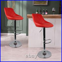 Set of 2 Modern Adjustable Height Bar Stools Counter 360 degree swivel Chair Red
