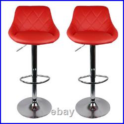 Set of 2 Modern Adjustable Height Bar Stools Counter 360 degree swivel Chair Red