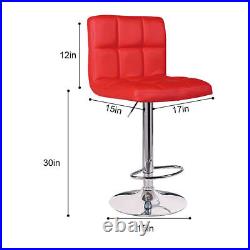 Set of 2 Modern Chair Adjustable Height Swivel PU Leather Counter Chair Red