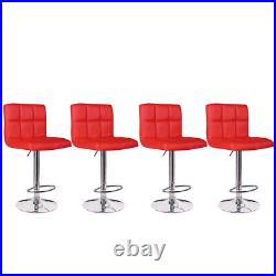 Set of 2 Modern Chair Adjustable Height Swivel PU Leather Counter Chair Red